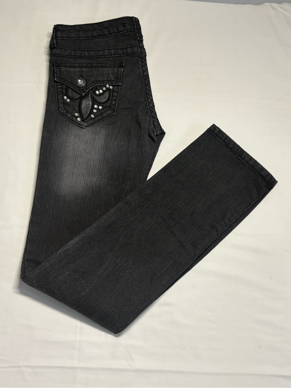 Women’s Black Slim Straight Jeans with Studded Pocket